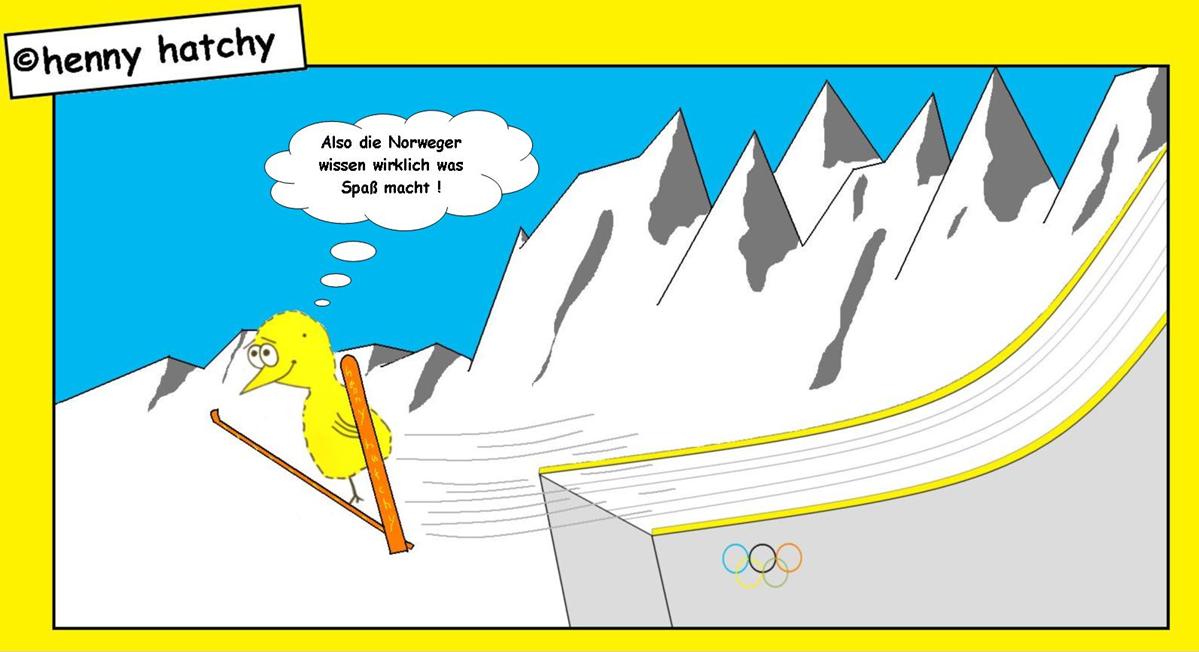 henny hatchy Henny hatchy Sniggel Wyrm Plumbee jimjams Küken Spinne Schnecke Hummel Regenwurm Wurm Comic Cartoon Ski Skispringen Skifliegen Sprungschanze schanze Berge Norwegen Norweger Schnee Winter Wintersport fahren springen fliegen Spaß Olympia Olympiade Winterolympiade kalt gefährlich teuer hoch fallen hinfallen weit Sprung Fahrrinne Rinne Wind gleiten Gleitsprung V-Stellung 