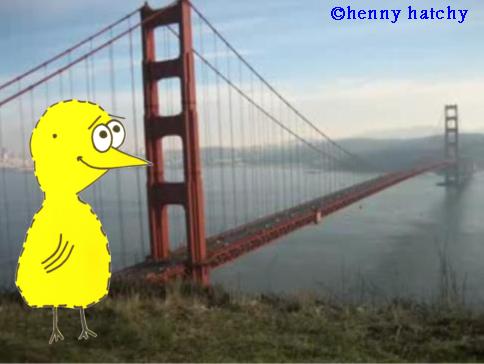 henny hatchy Golden Gate Bridge San Francisco USA henny hatchy Sniggel Geschenk Henny hatchy Sniggel Wyrm Plumbee jimjams Kken Spinne Schnecke Hummel Regenwurm Wurm Comic Cartoon